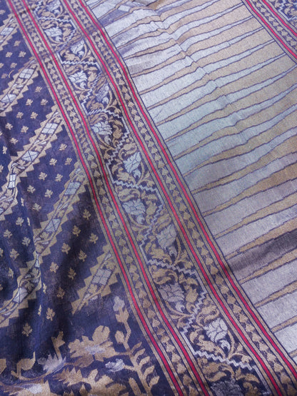 Banarasi Cotton Handloom Jamdani Ektara Saree - Khinkhwab