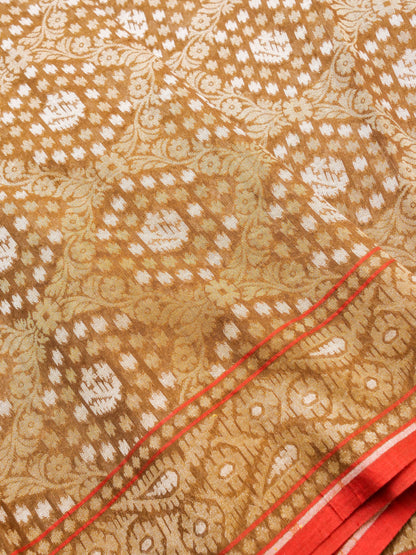 Banarasi Cotton Handloom Jamdani Ektara Saree - Khinkhwab