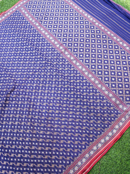 Banarasi Cotton Handloom Jamdani Ektara Saree - Khinkhwab