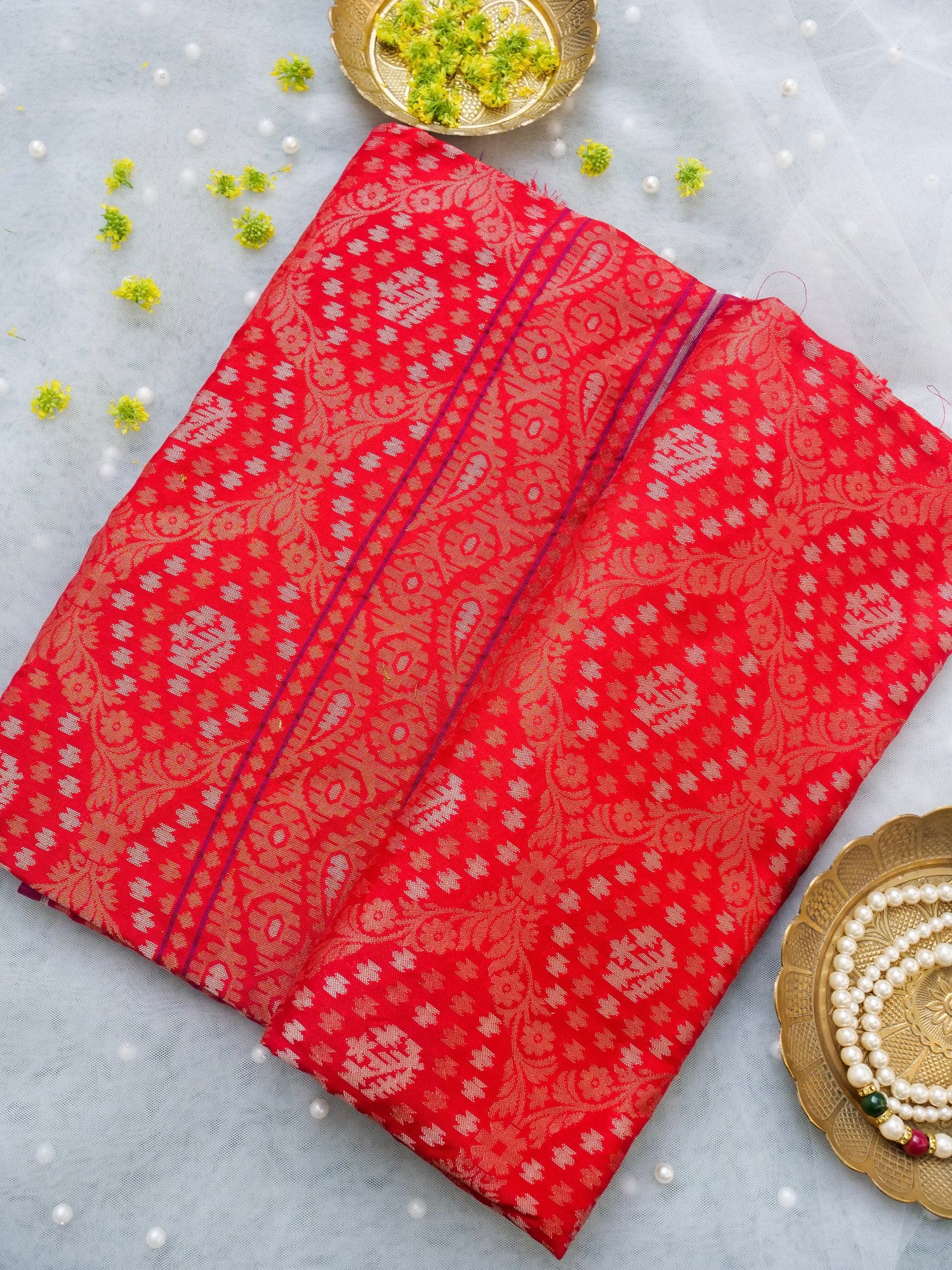 Banarasi Cotton Handloom Jamdani Ektara Saree - Khinkhwab