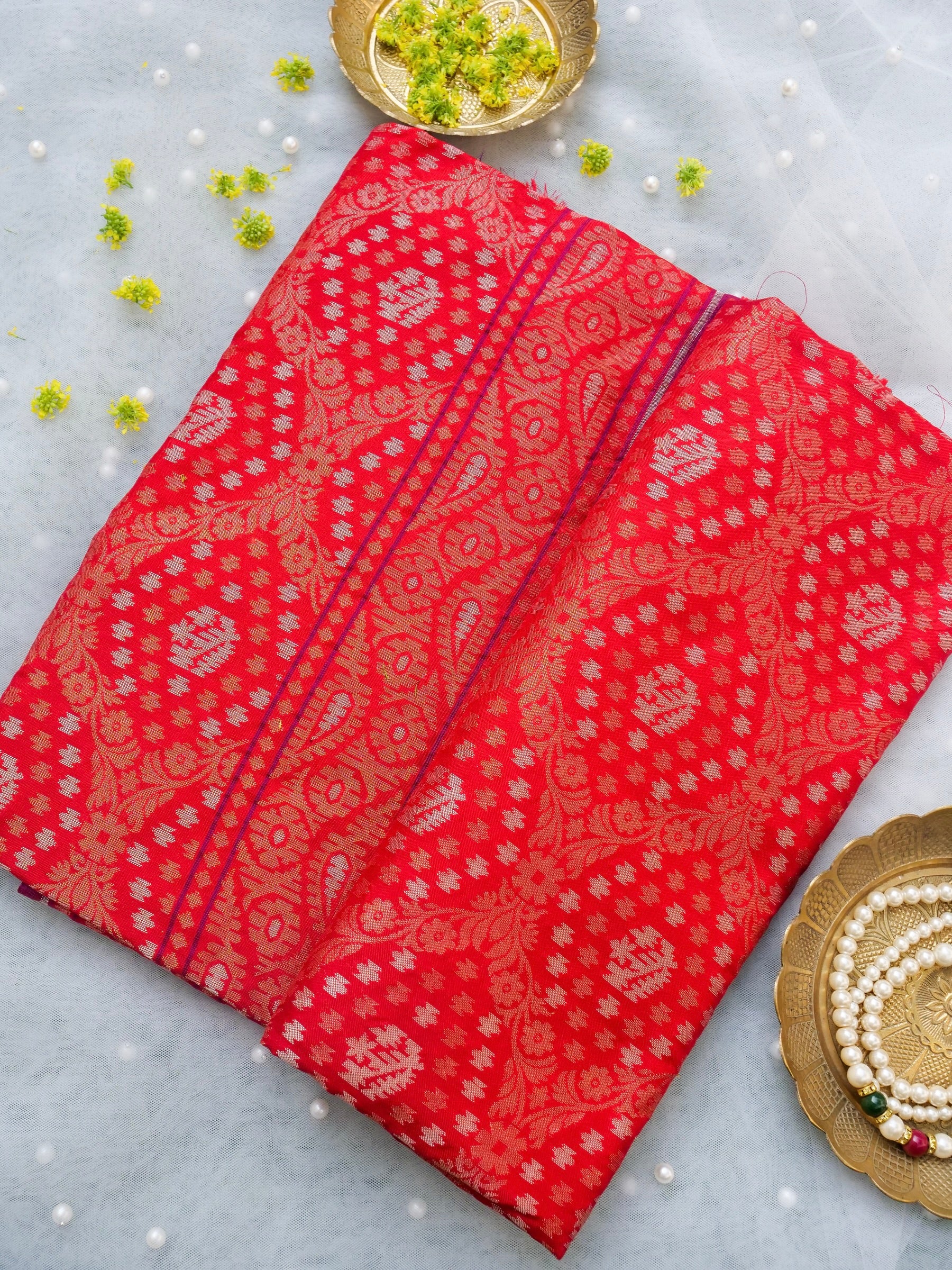 Banarasi Cotton Handloom Jamdani Ektara Saree - Khinkhwab