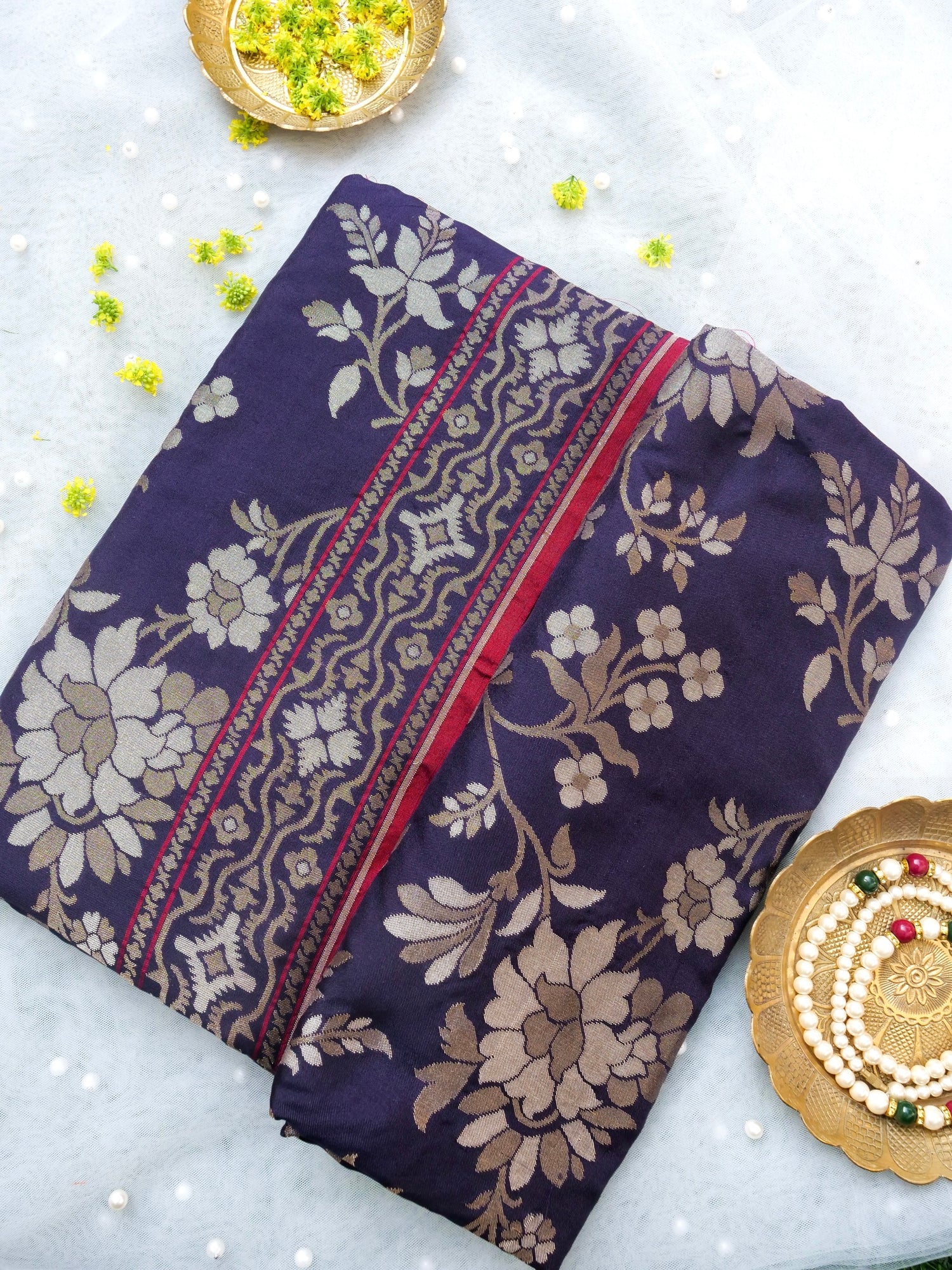 Banarasi Cotton Handloom Jamdani Ektara Saree - Khinkhwab