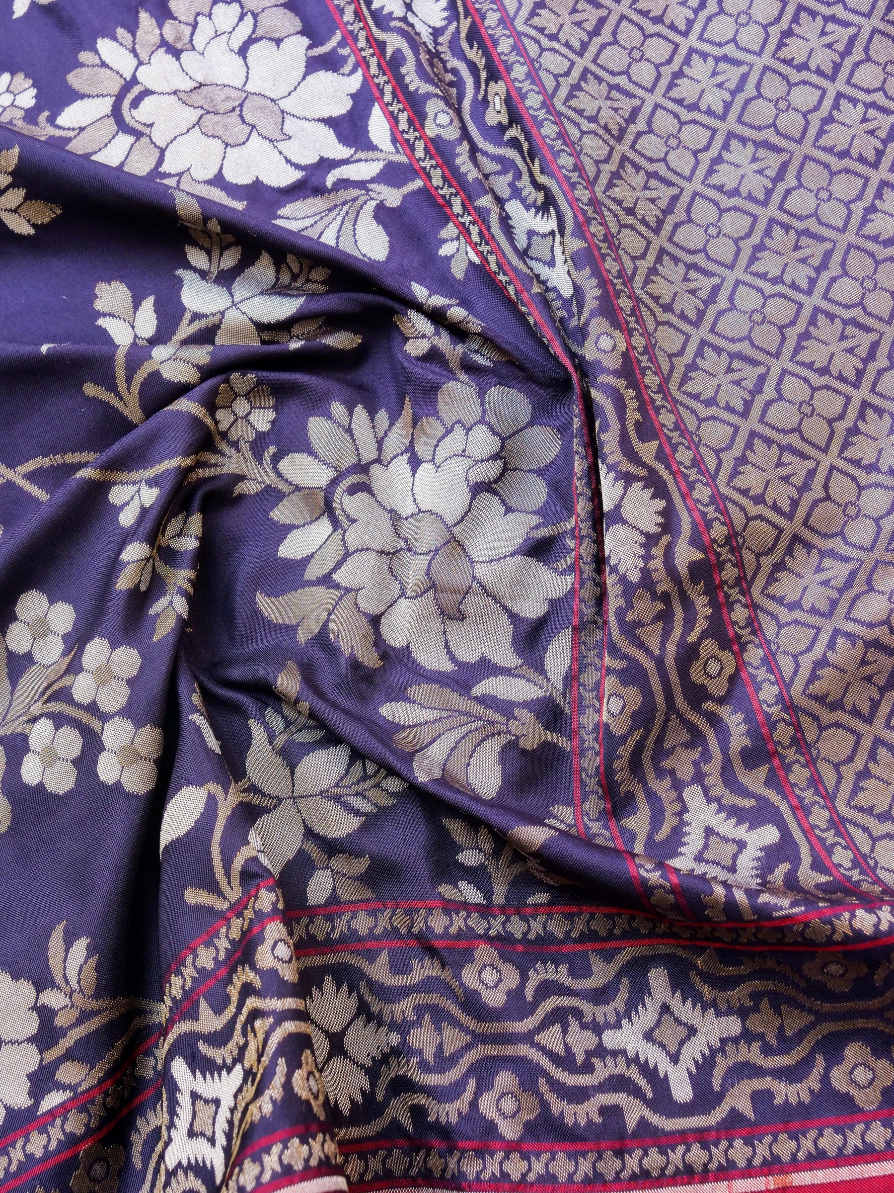 Banarasi Cotton Handloom Jamdani Ektara Saree - Khinkhwab