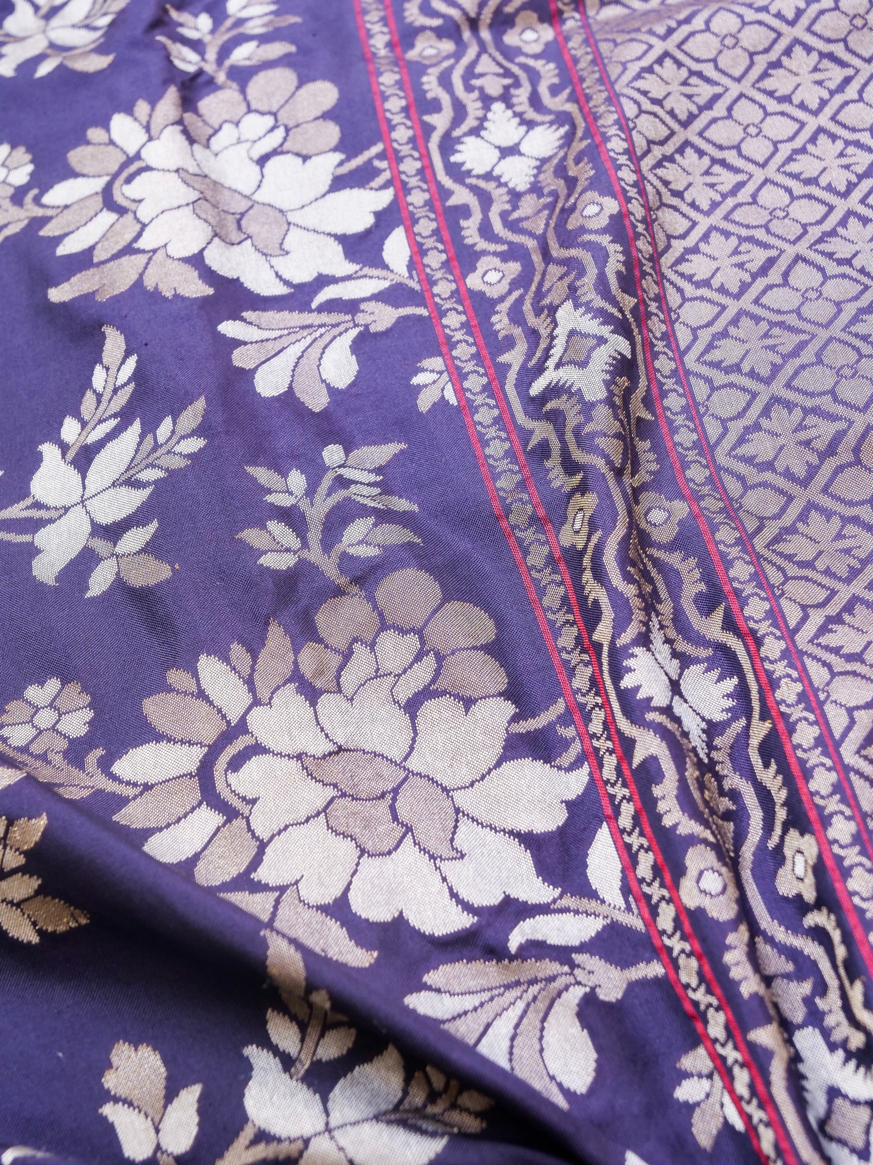 Banarasi Cotton Handloom Jamdani Ektara Saree - Khinkhwab