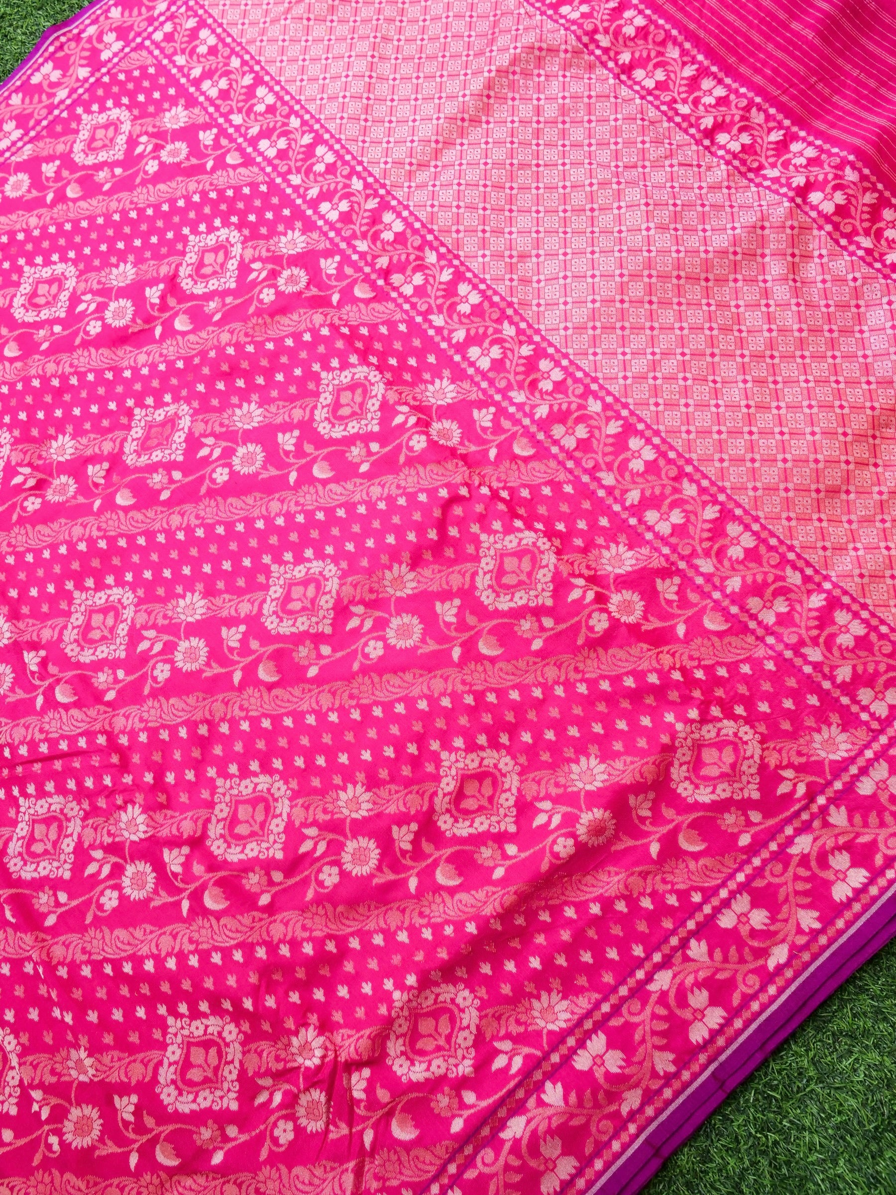 Banarasi Cotton Handloom Jamdani Ektara Saree - Khinkhwab