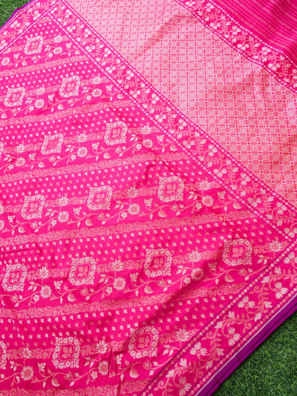 Banarasi Cotton Handloom Jamdani Ektara Saree - Khinkhwab