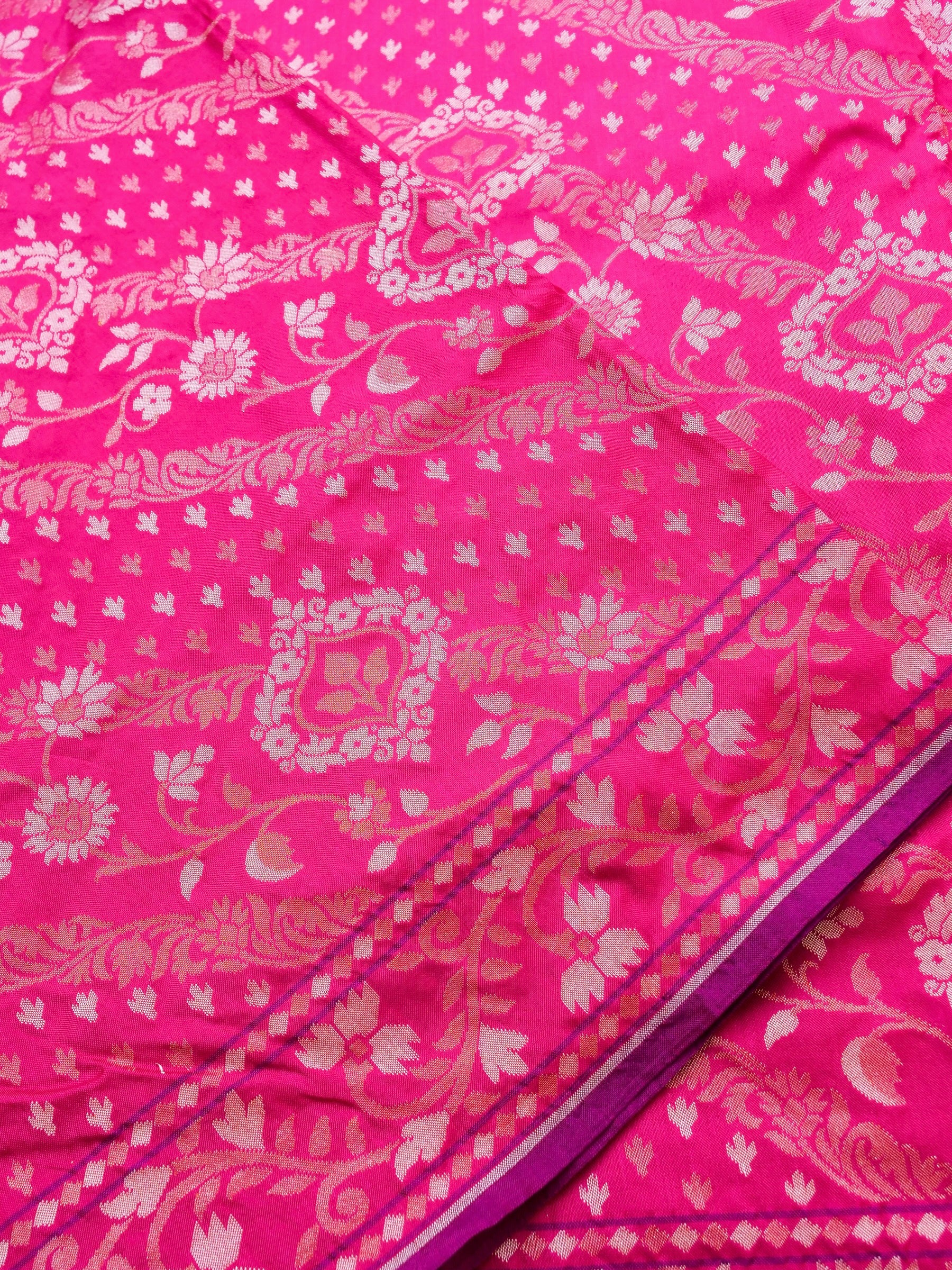 Banarasi Cotton Handloom Jamdani Ektara Saree - Khinkhwab