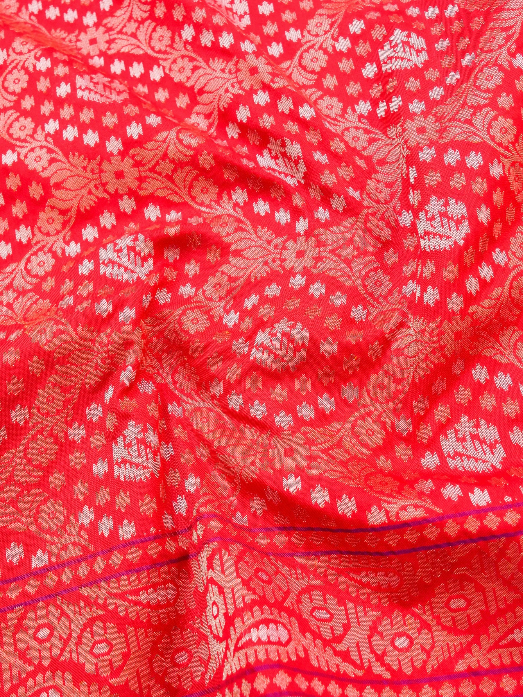 Banarasi Cotton Handloom Jamdani Ektara Saree - Khinkhwab