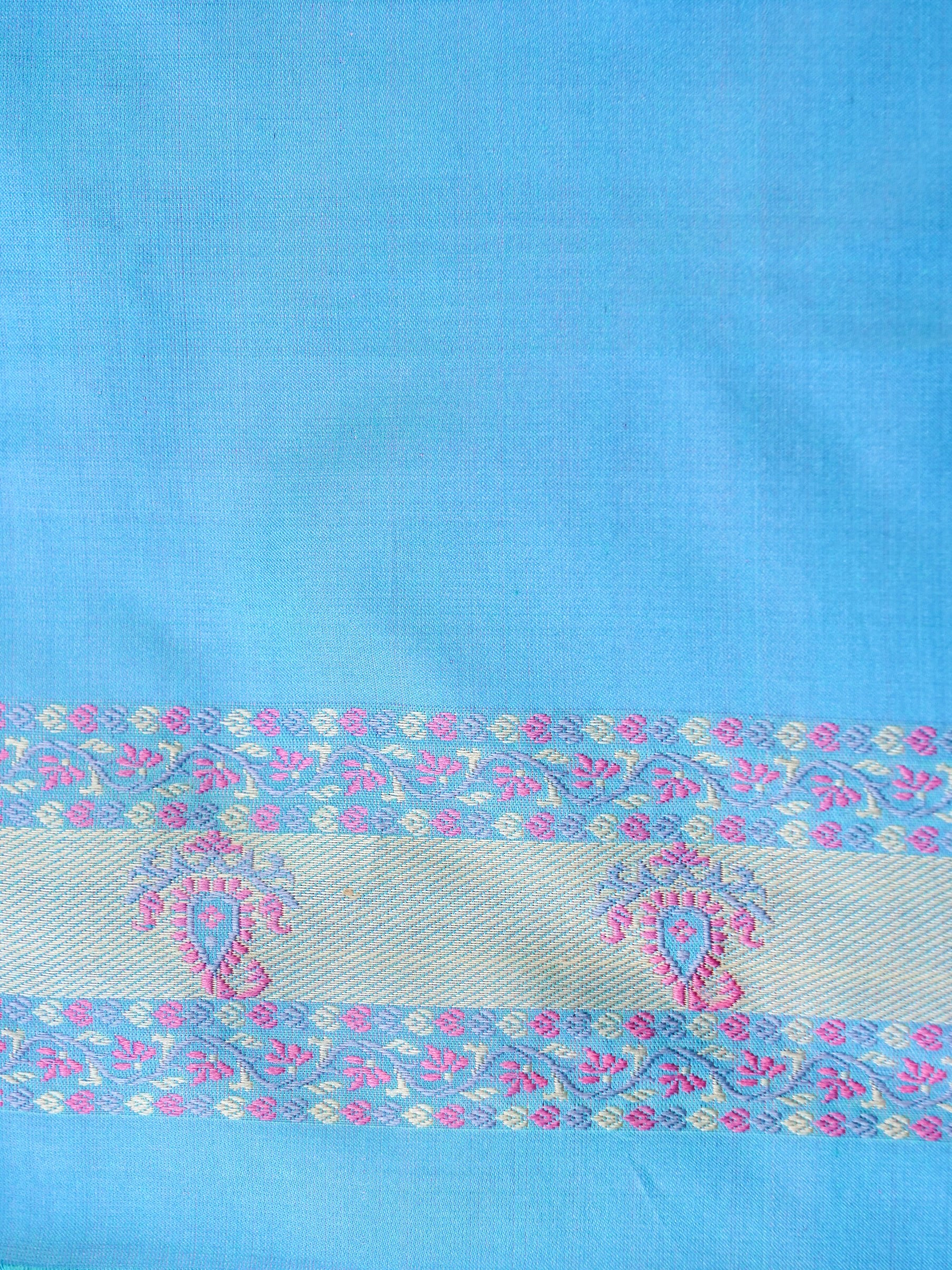 Handloom Banarasi Silk Sateen Tanchoi Saree with Resham - Khinkhwab