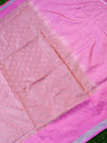 Handloom Banarasi Silk Sateen Tanchoi Saree with Skirt Border - Khinkhwab