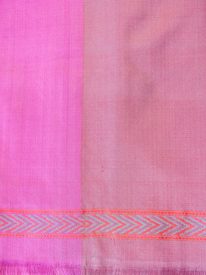 Handloom Banarasi Silk Sateen Tanchoi Saree with Skirt Border - Khinkhwab