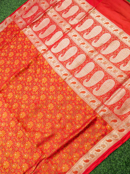 Handloom Banarasi Silk Sateen Tanchoi Saree with Resham - Khinkhwab