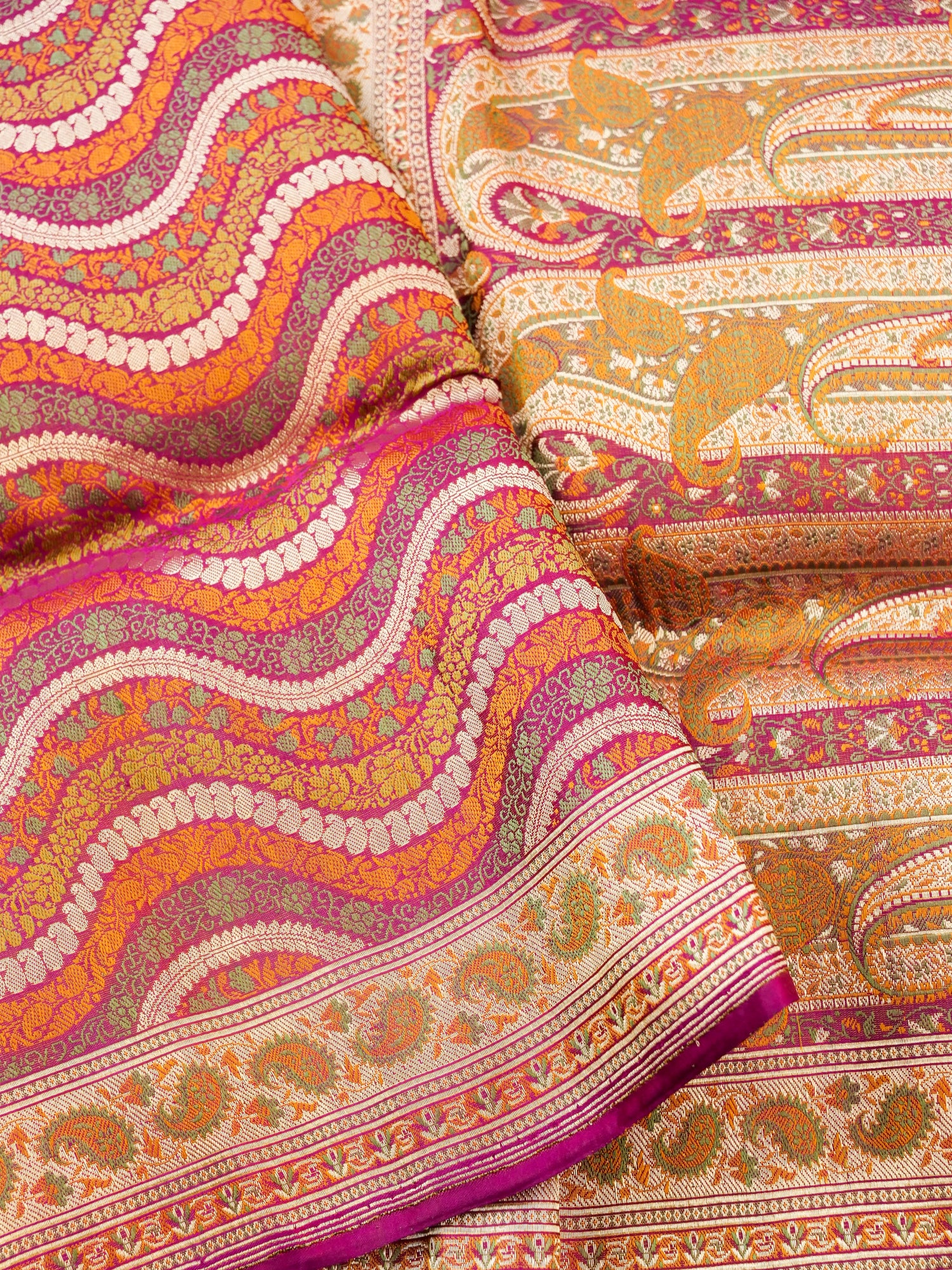 Handloom Banarasi Silk Sateen Tanchoi Saree with Resham - Khinkhwab