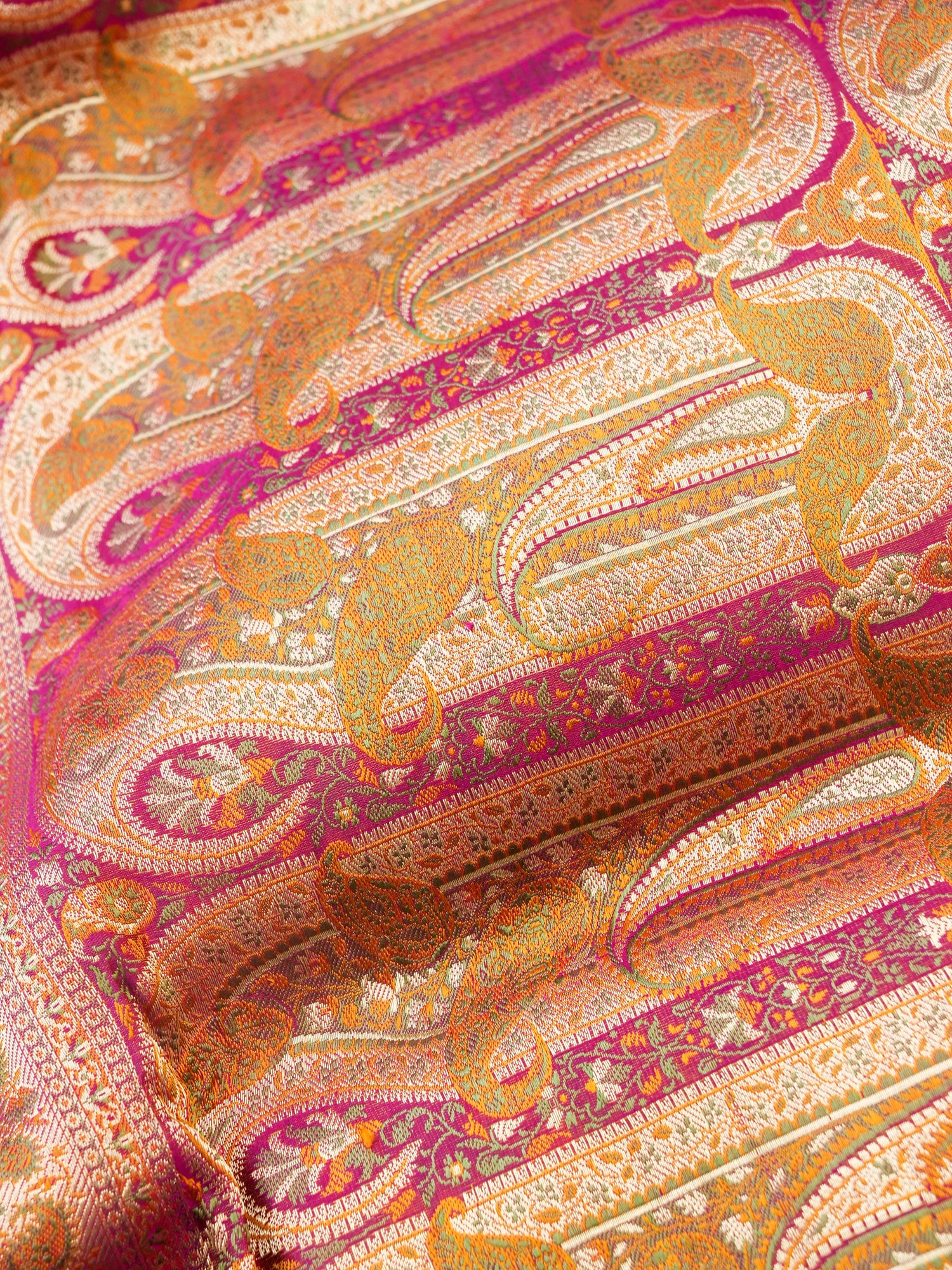 Handloom Banarasi Silk Sateen Tanchoi Saree with Resham - Khinkhwab