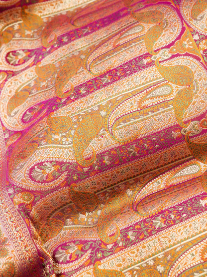 Handloom Banarasi Silk Sateen Tanchoi Saree with Resham - Khinkhwab