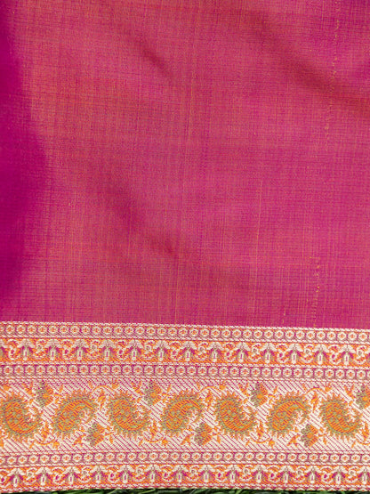 Handloom Banarasi Silk Sateen Tanchoi Saree with Resham - Khinkhwab