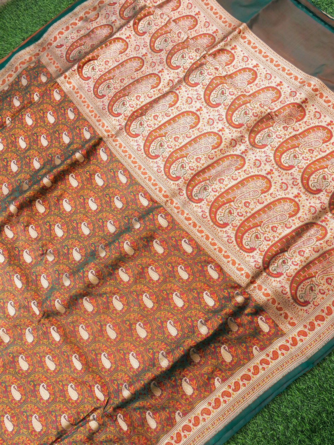 Handloom Banarasi Silk Sateen Tanchoi Saree with Resham - Khinkhwab