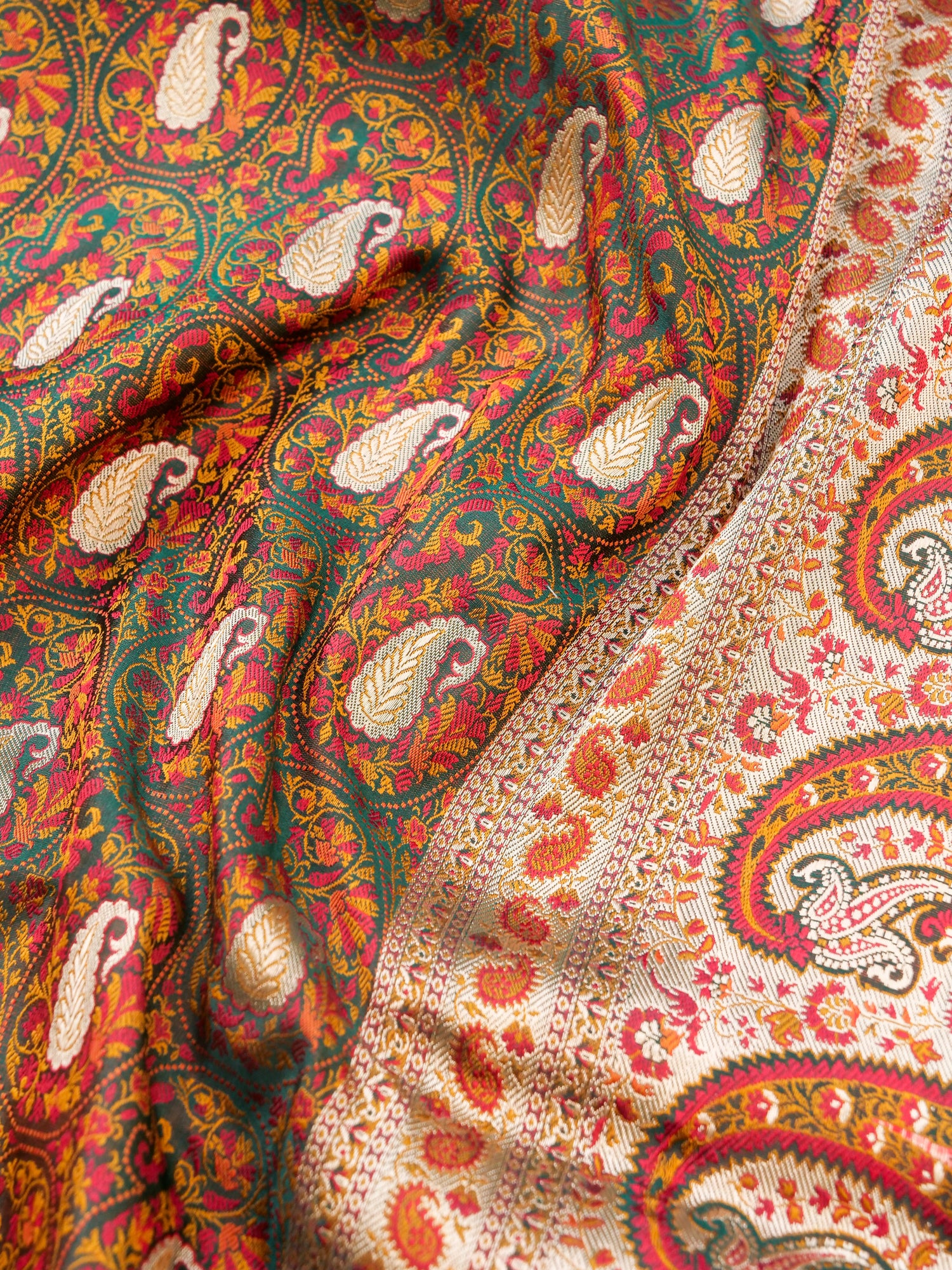 Handloom Banarasi Silk Sateen Tanchoi Saree with Resham - Khinkhwab