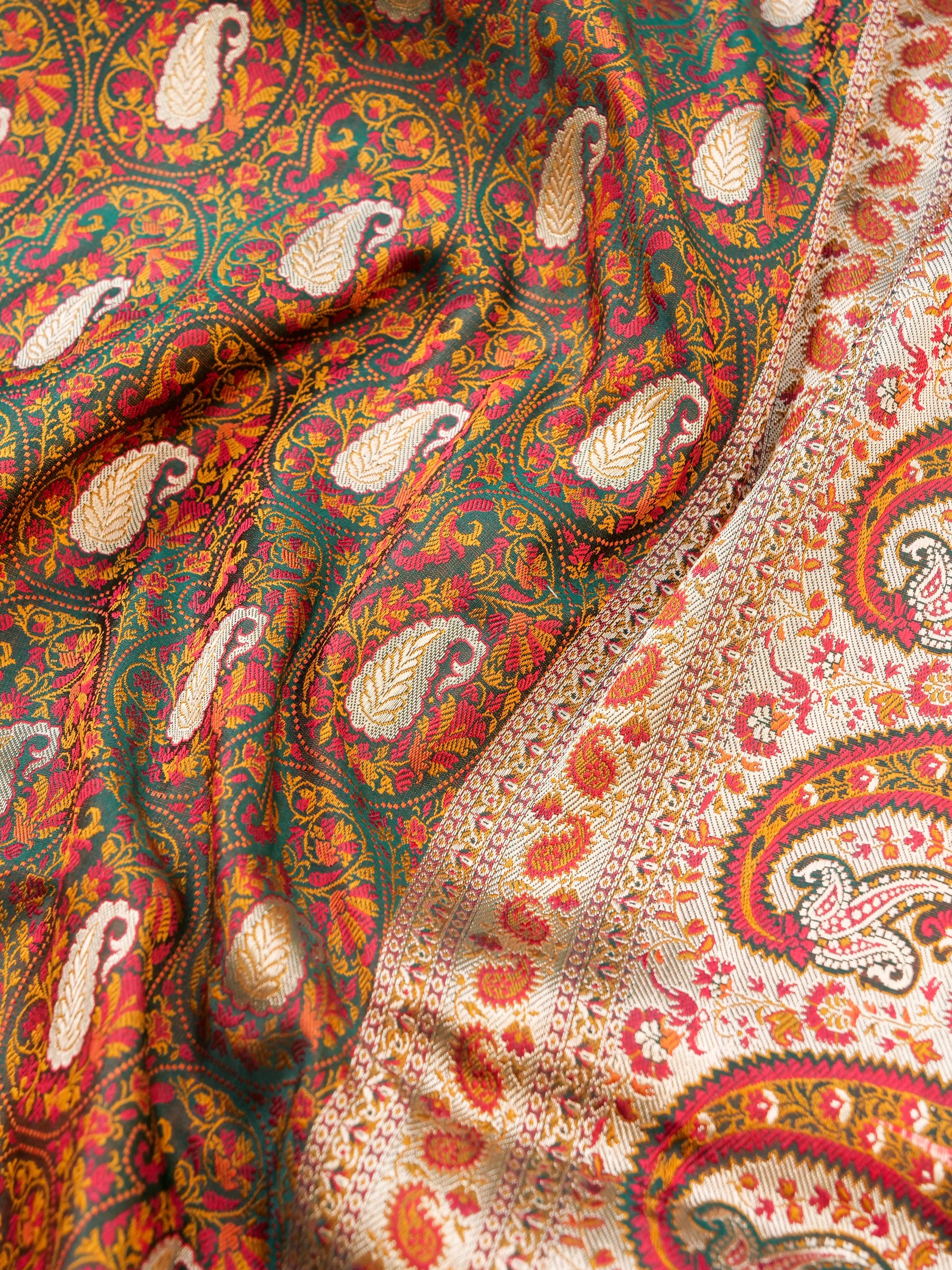 Handloom Banarasi Silk Sateen Tanchoi Saree with Resham - Khinkhwab