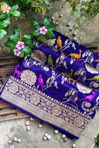 Handwoven Banarasi Katan Silk Kadwa Shikargah Saree