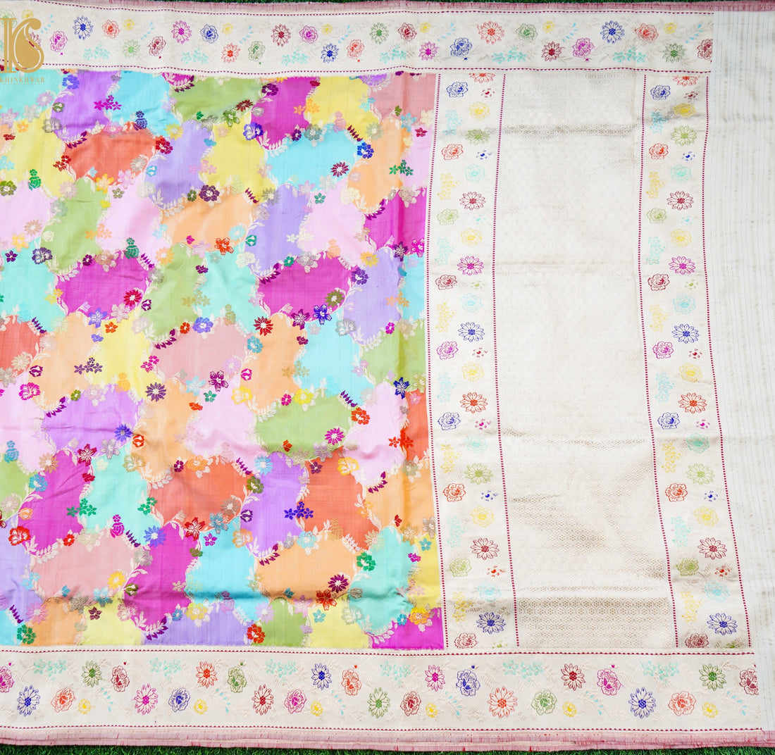 Handloom Banarasi Pure Katan Silk Dum Rangkat Kadwa Saree