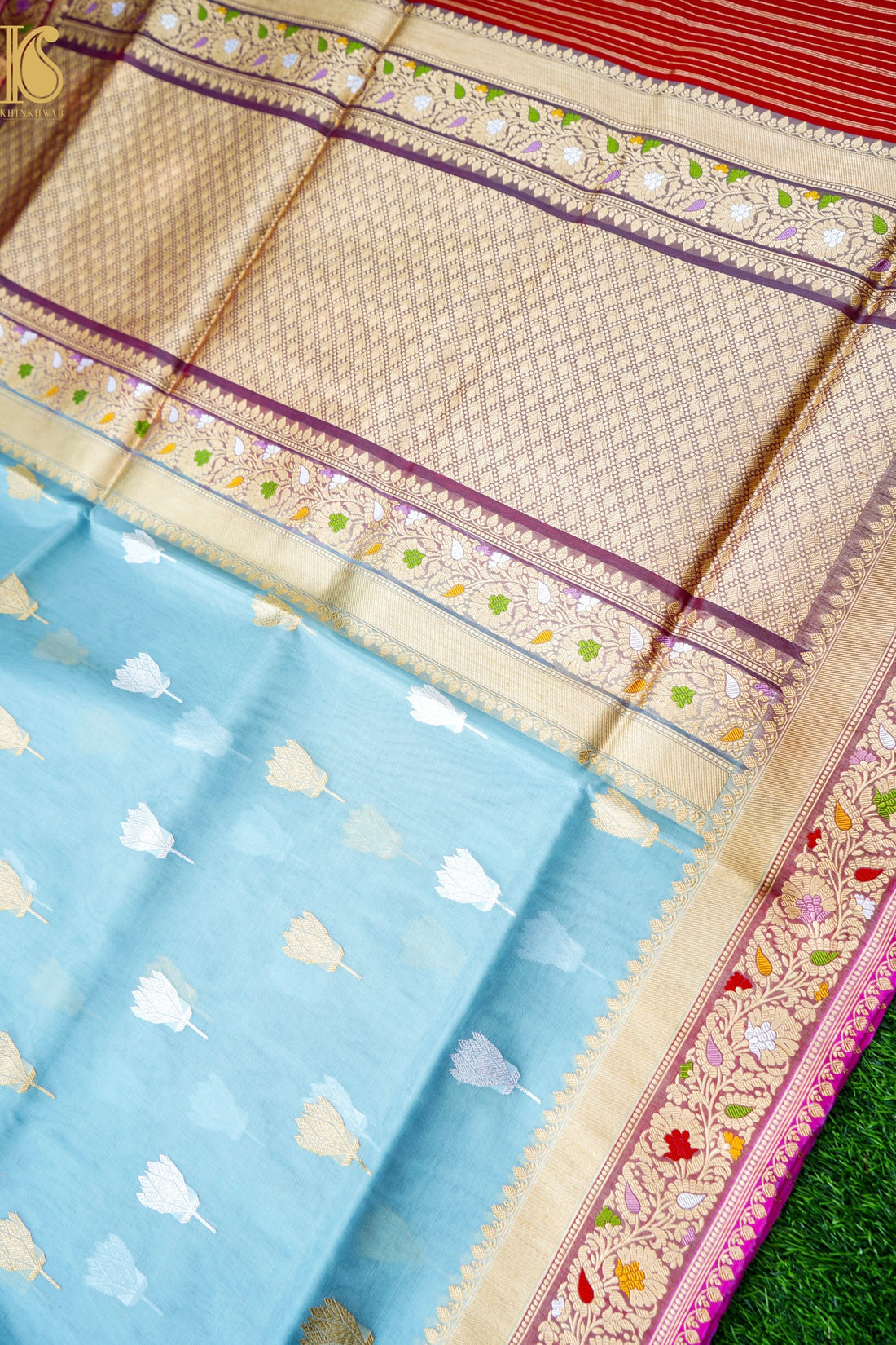 Kora Handloom Banarasi Saree with Meena Border