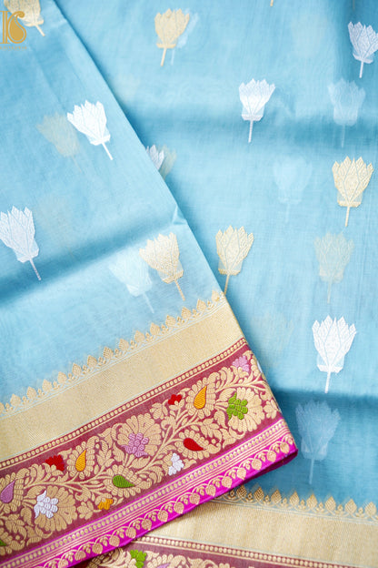 Kora Handloom Banarasi Saree with Meena Border