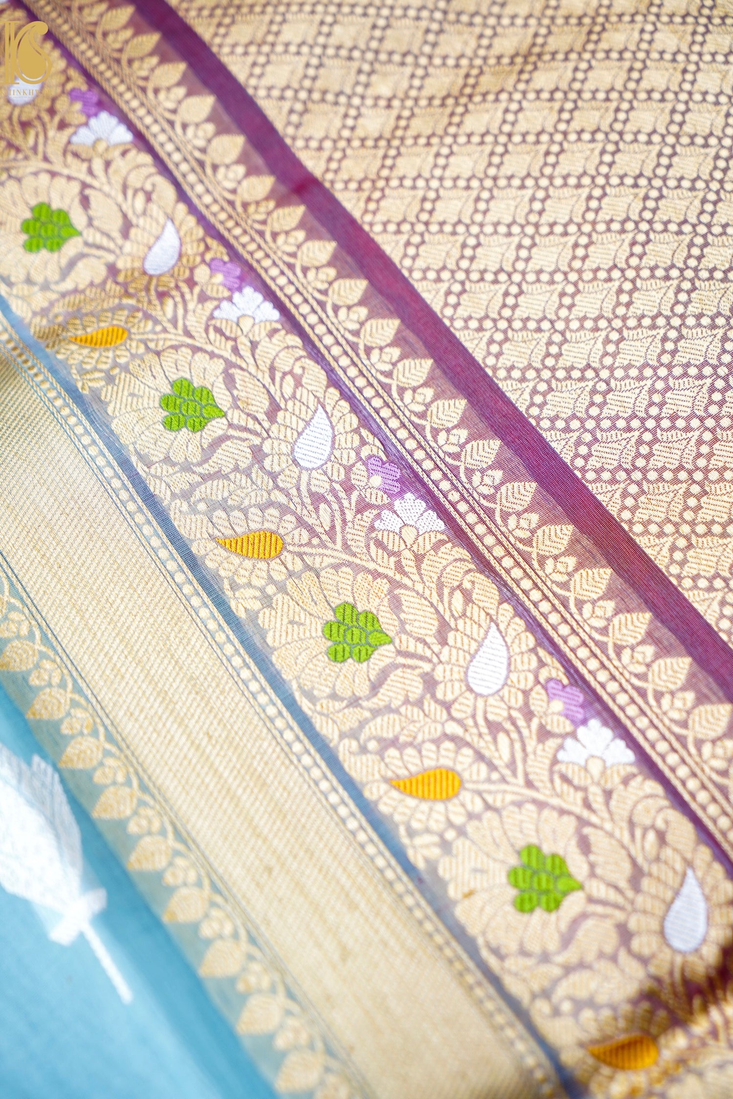 Kora Handloom Banarasi Saree with Meena Border