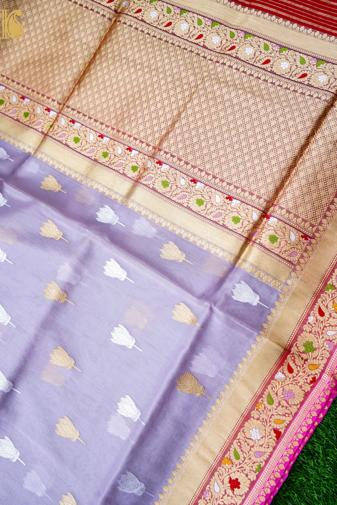 Kora Handloom Banarasi Saree with Meena Border
