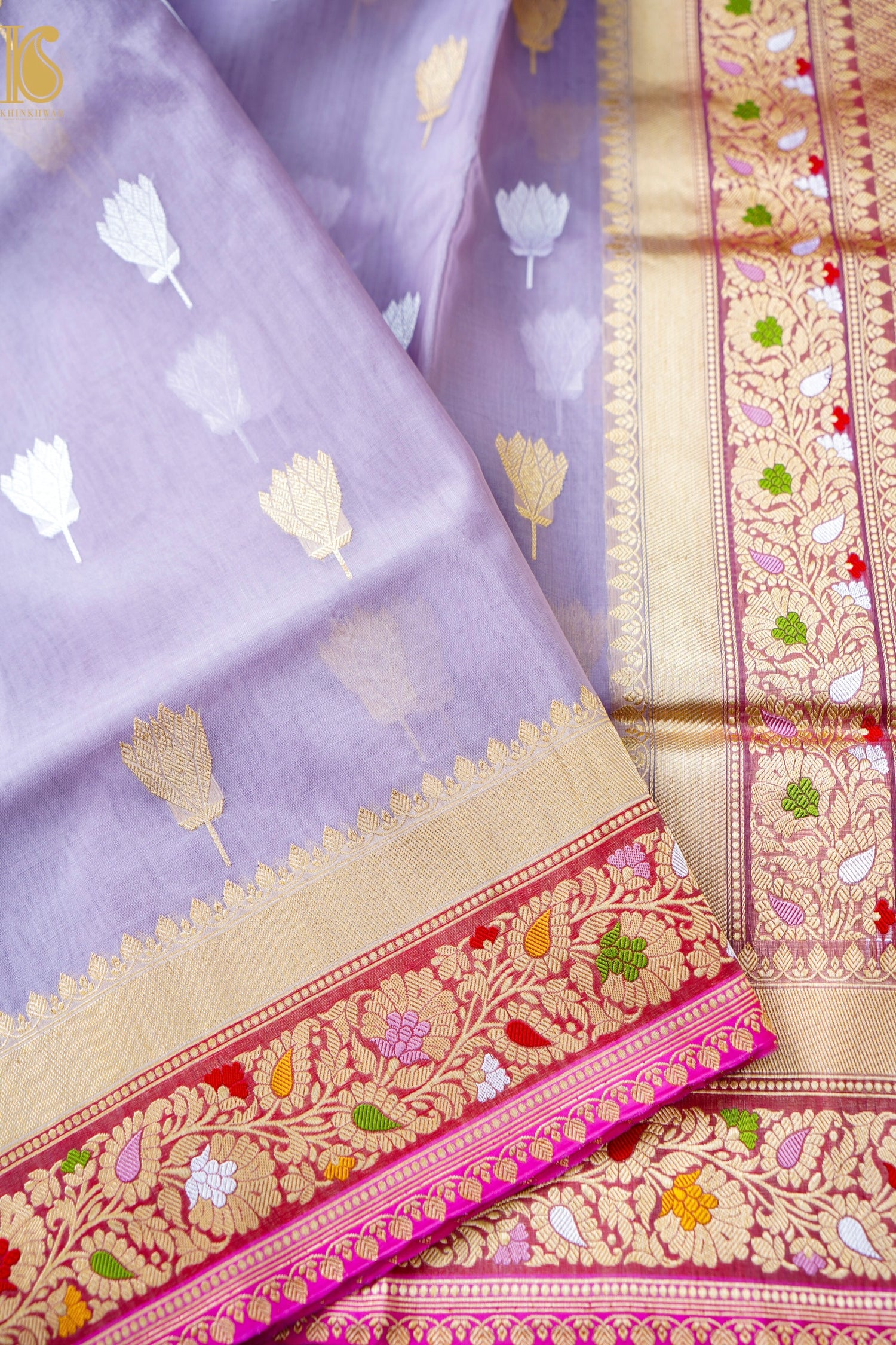 Kora Handloom Banarasi Saree with Meena Border