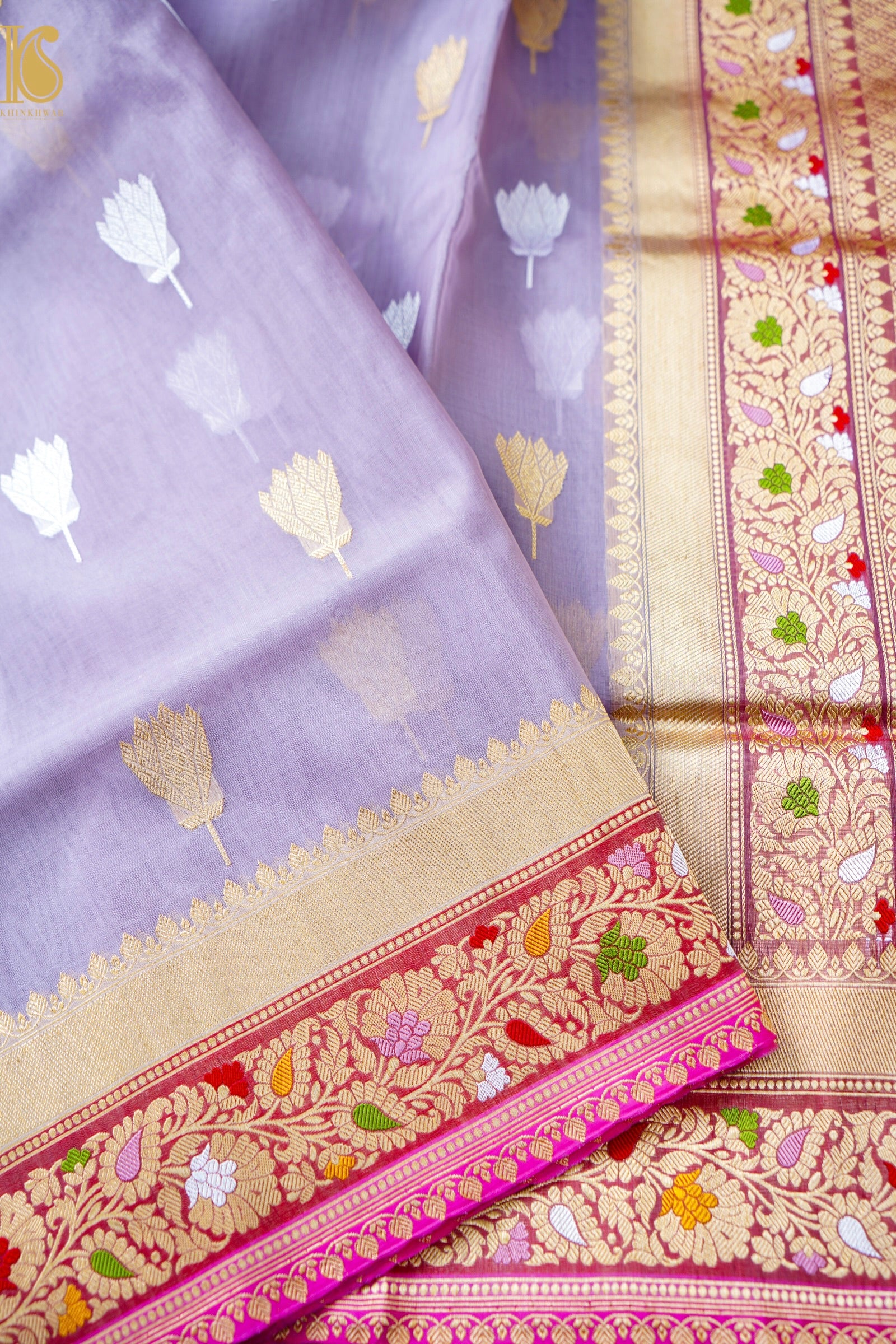 Kora Handloom Banarasi Saree with Meena Border