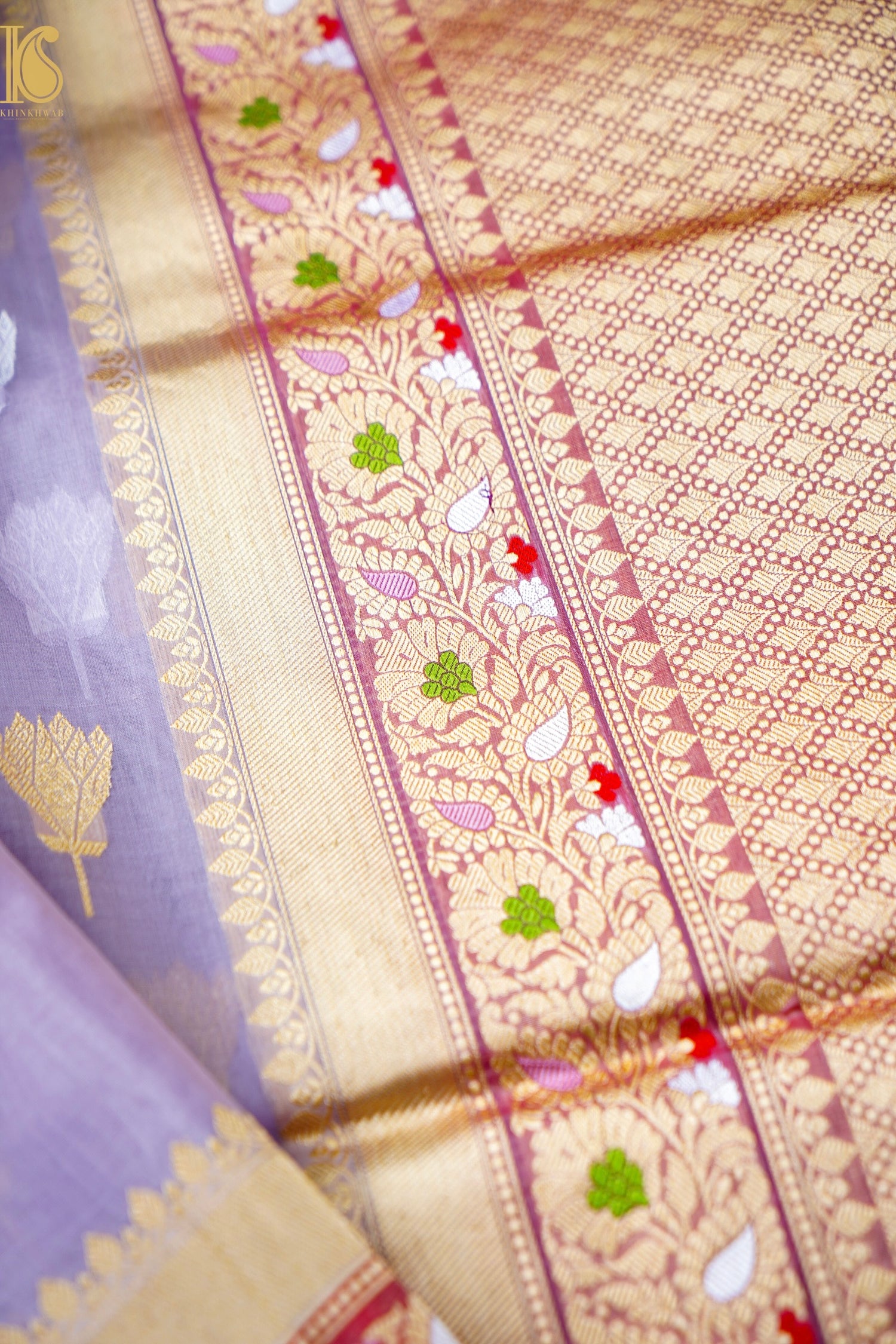 Kora Handloom Banarasi Saree with Meena Border