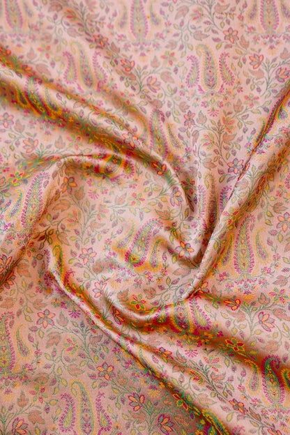 Handloom Banarasi Tanchoi Silk Nawabi Ambi Fabric