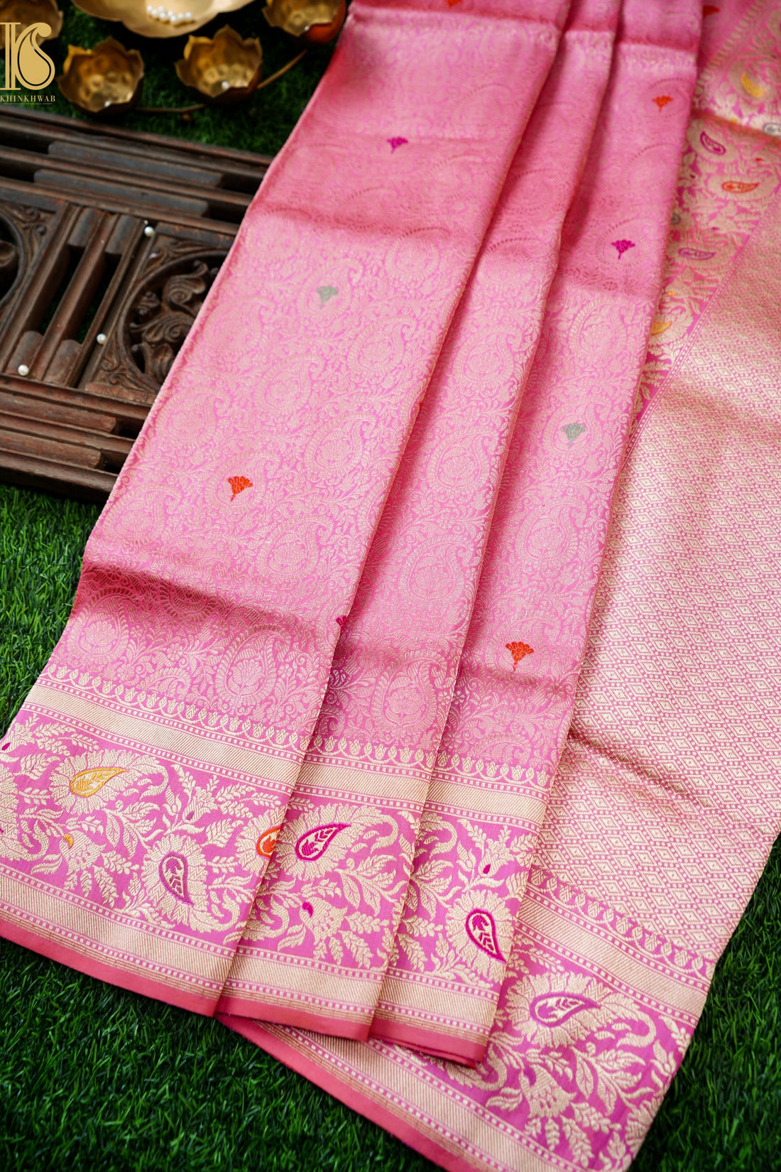Handloom Banarasi Katan Silk Zari Tanchoi Saree