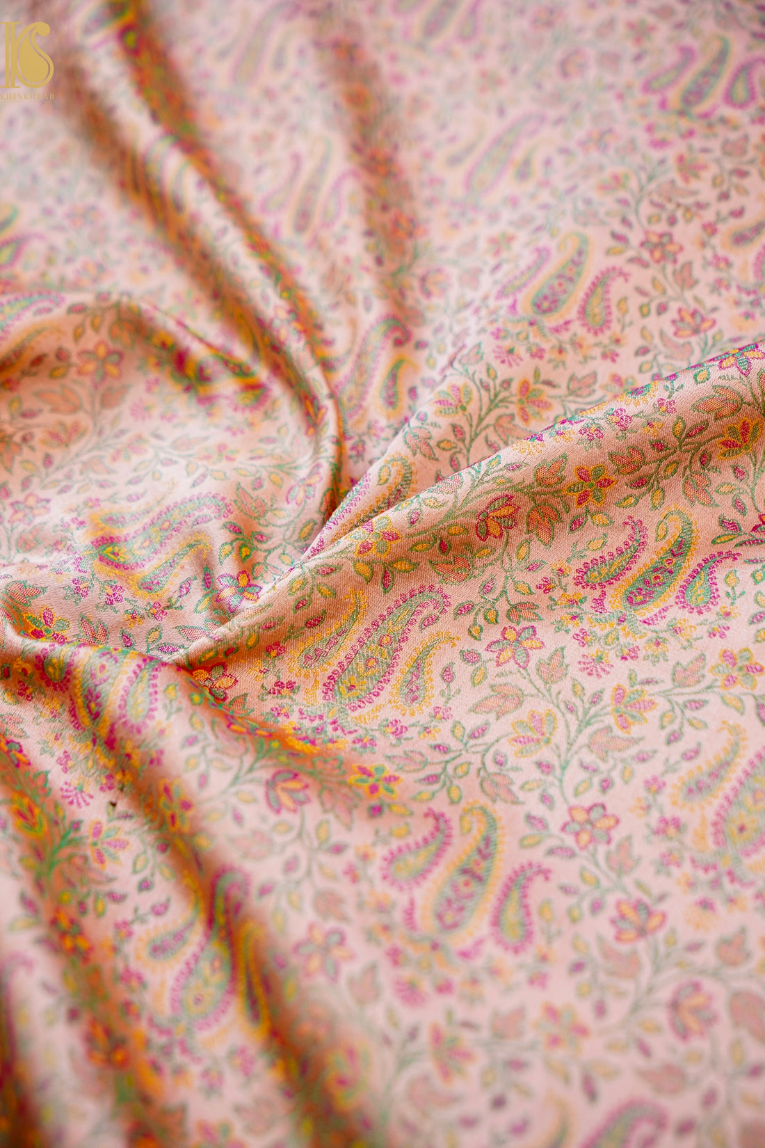 Handloom Banarasi Tanchoi Silk Nawabi Ambi Fabric