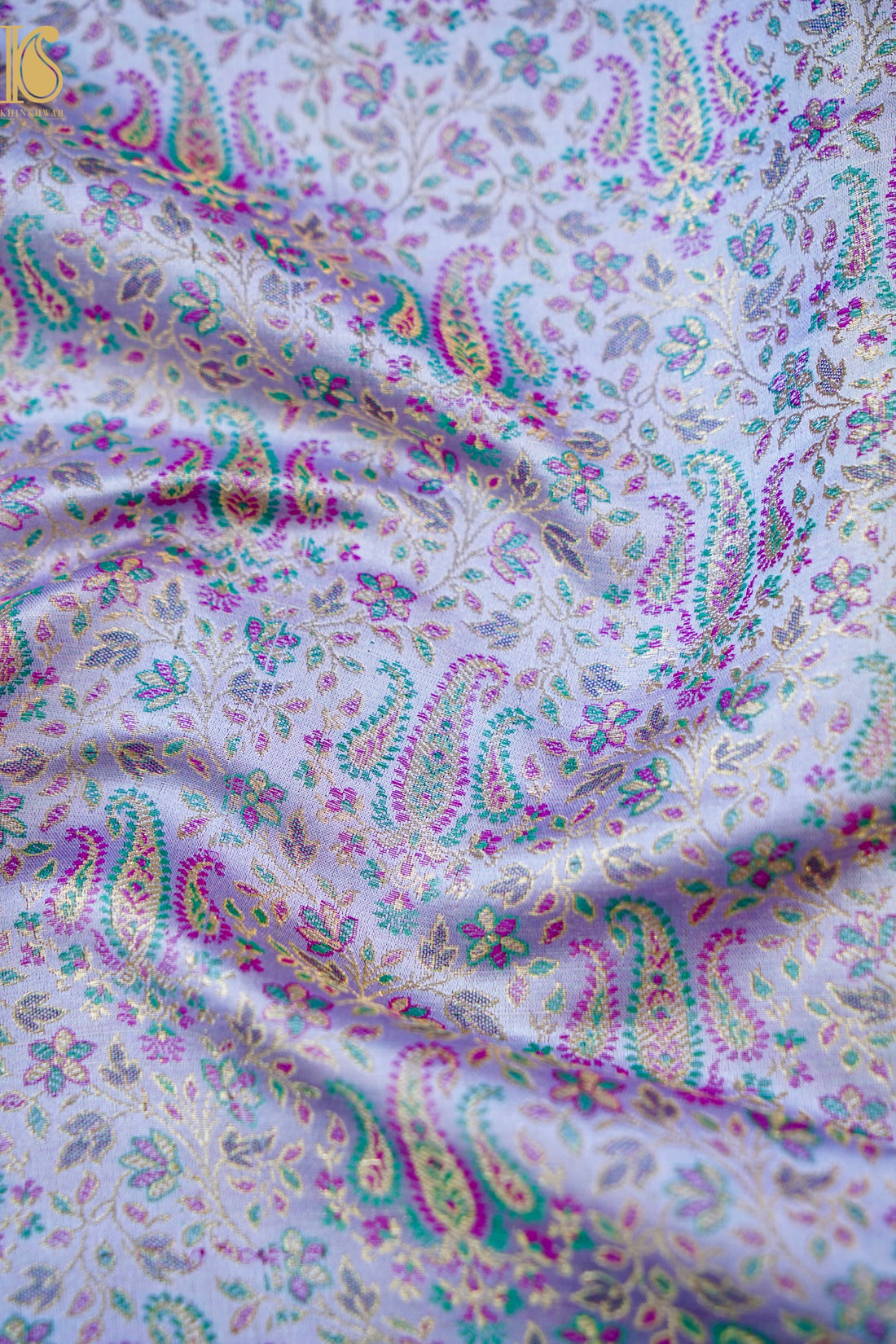 Handloom Banarasi Tanchoi Silk Nawabi Ambi Fabric