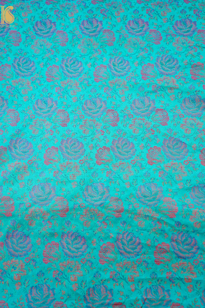Handloom Banarasi Tanchoi Silk Rose Fabric