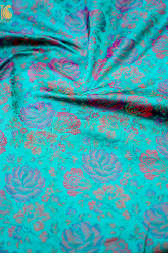 Handloom Banarasi Tanchoi Silk Rose Fabric