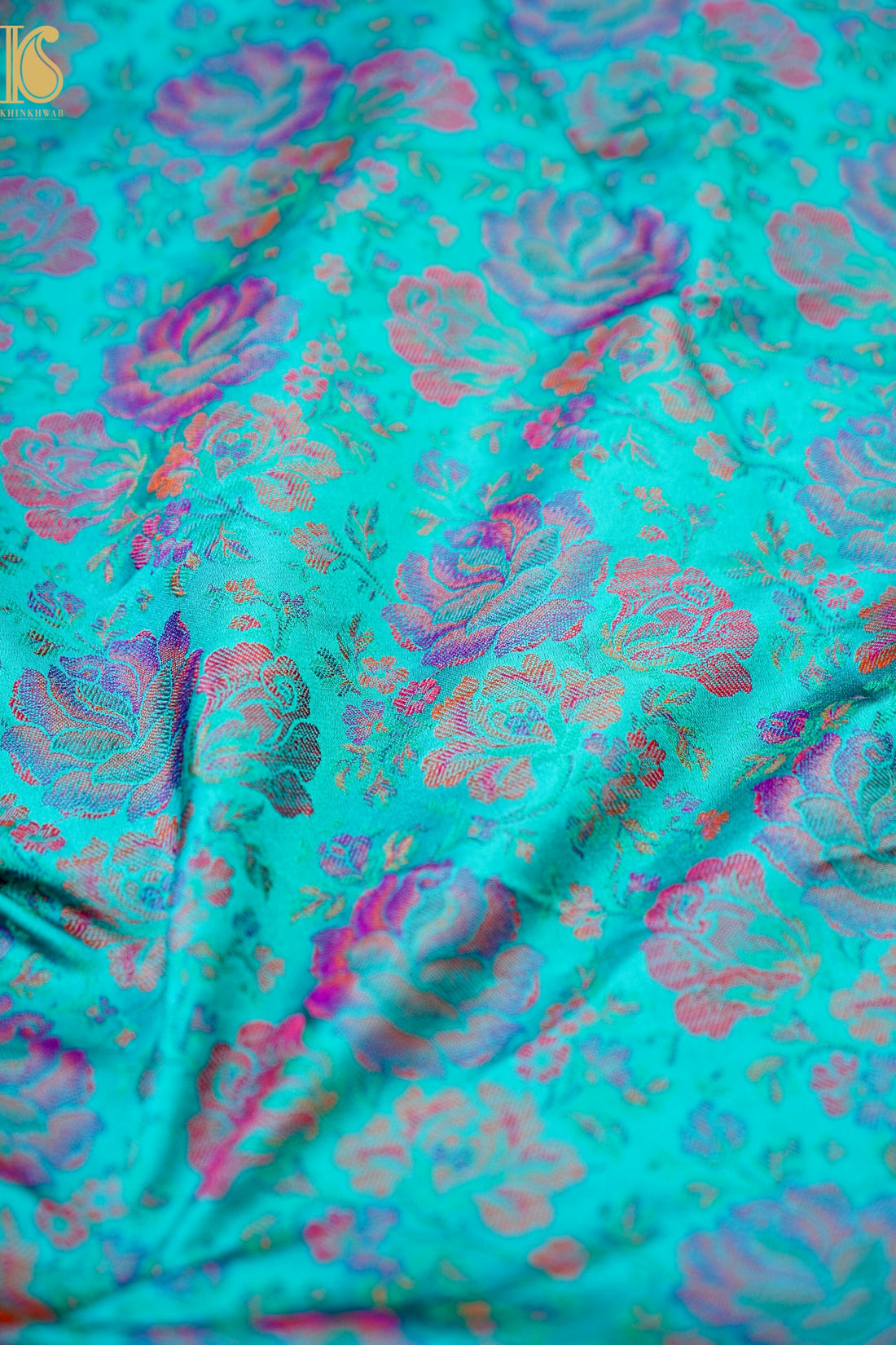 Handloom Banarasi Tanchoi Silk Rose Fabric