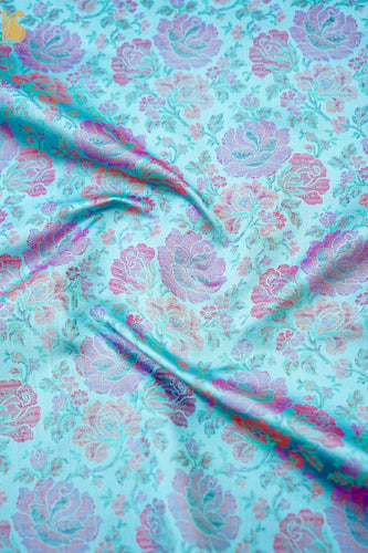 Handloom Banarasi Tanchoi Silk Rose Fabric
