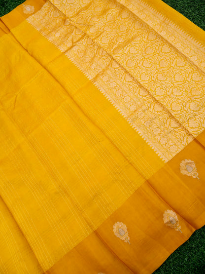 Handloom Banarasi Pure Katan Silk Kadwa Saree in Yellow - Khinkhwab