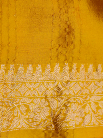 Handloom Banarasi Pure Katan Silk Kadwa Saree in Yellow - Khinkhwab