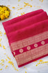 Handloom Dupion by Kora Silk Banarasi Check Saree in Pink - Khinkhwab