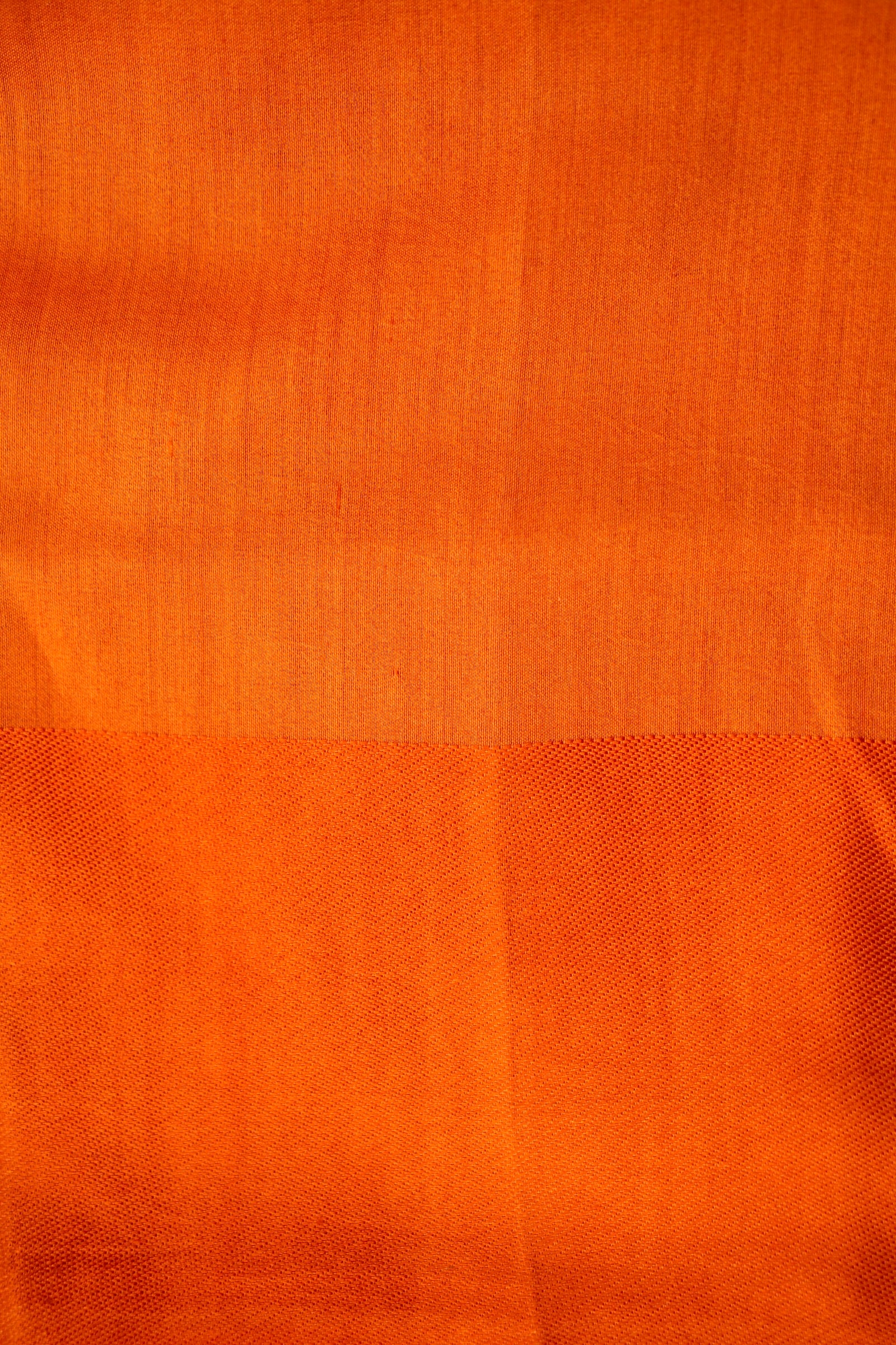 Handloom Kora Silk Banarasi Striped Saree in Orange - Khinkhwab