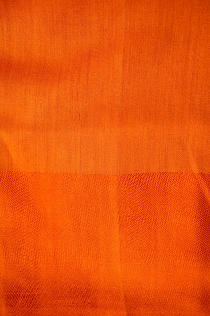 Handloom Kora Silk Banarasi Striped Saree in Orange - Khinkhwab