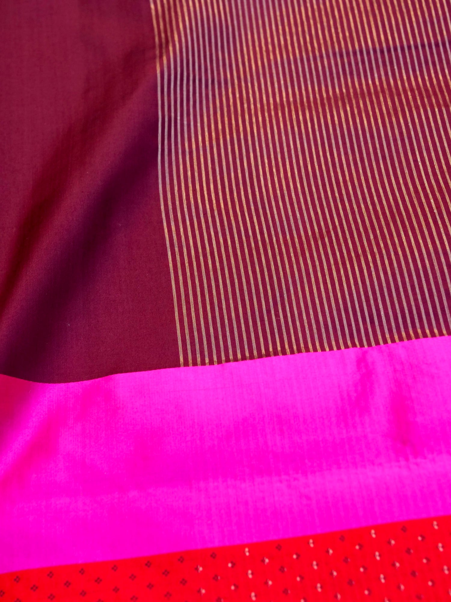 Handwoven Pure Mashru Silk Banarasi Saree in Wine - Khinkhwab