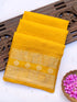 Handloom Dupion Kora Silk Banarasi Check Saree in Yellow - Khinkhwab