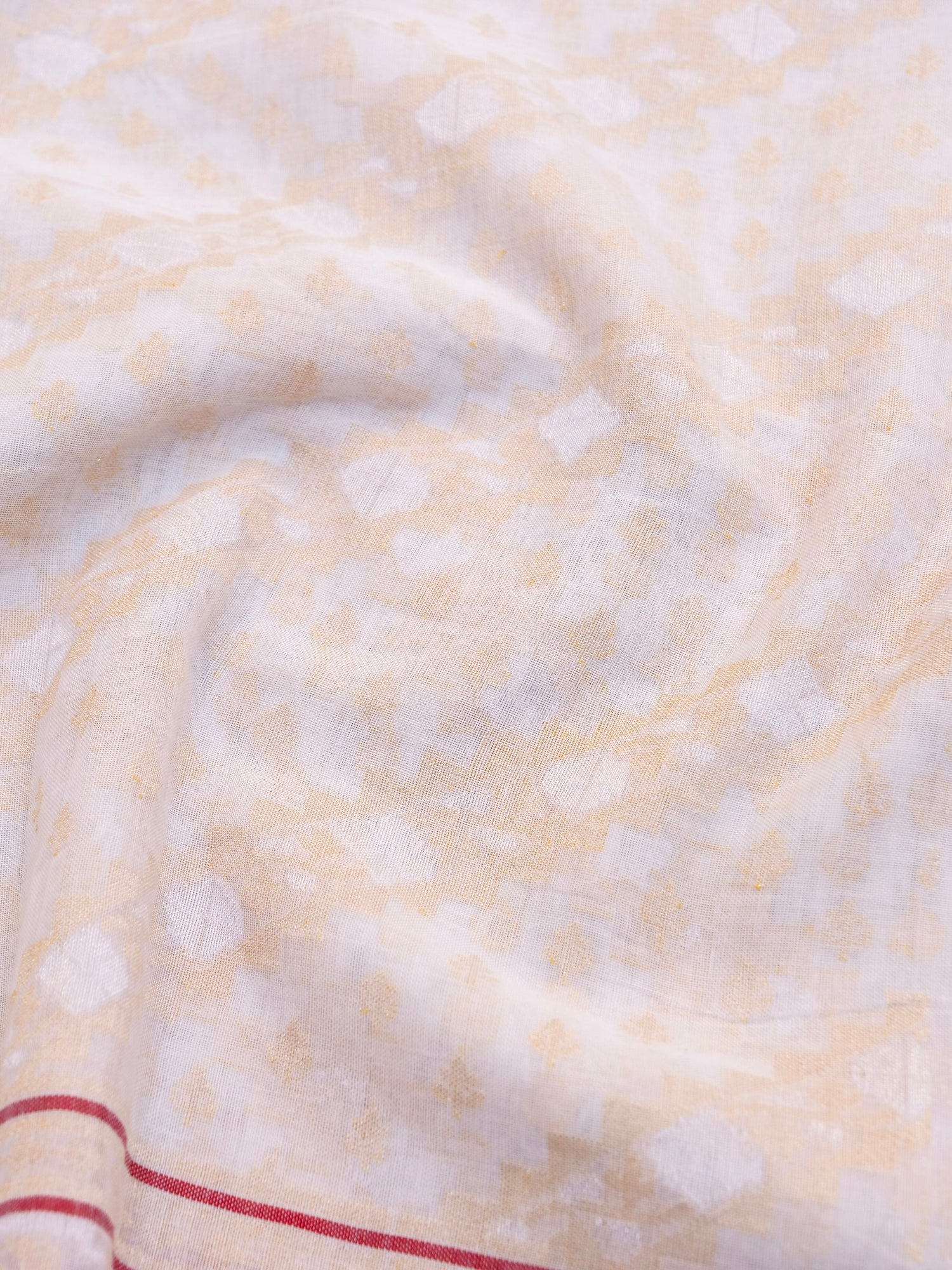 Banarasi Cotton Handloom Jamdani Ektara Saree in White - Khinkhwab