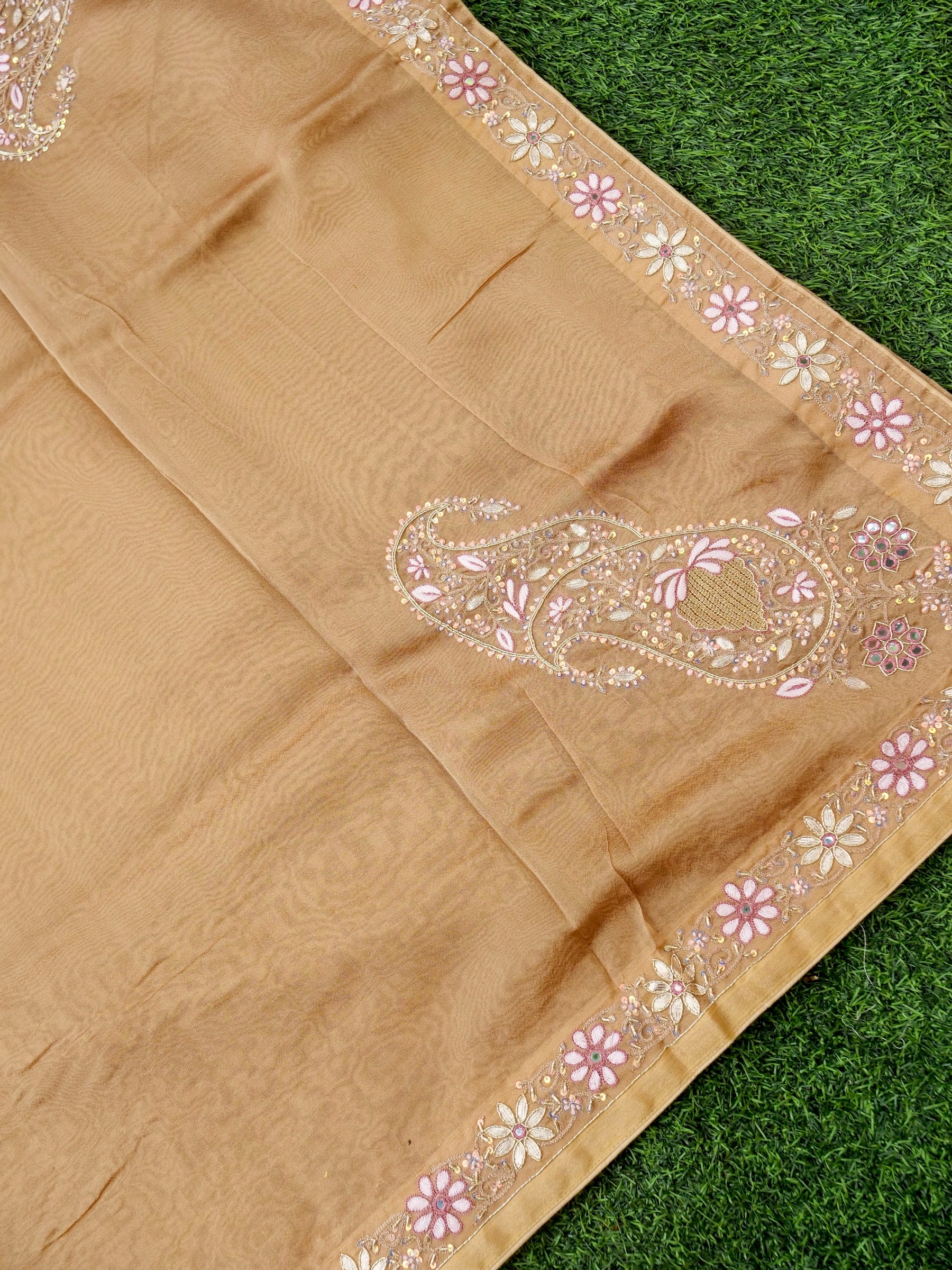 Handwoven Pure Tissue Silk Resham Embroidery Saree - Khinkhwab