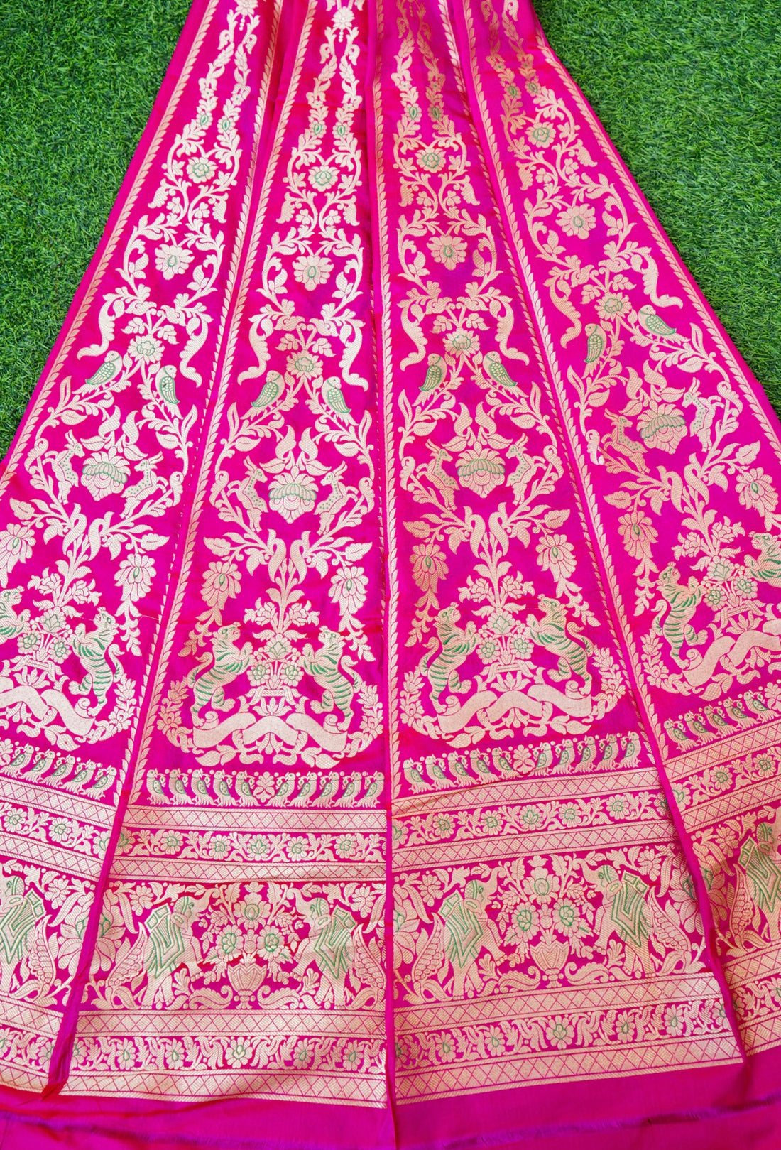 Handloom Banarasi Katan SIlk Kalidar Shikargah Lehenga